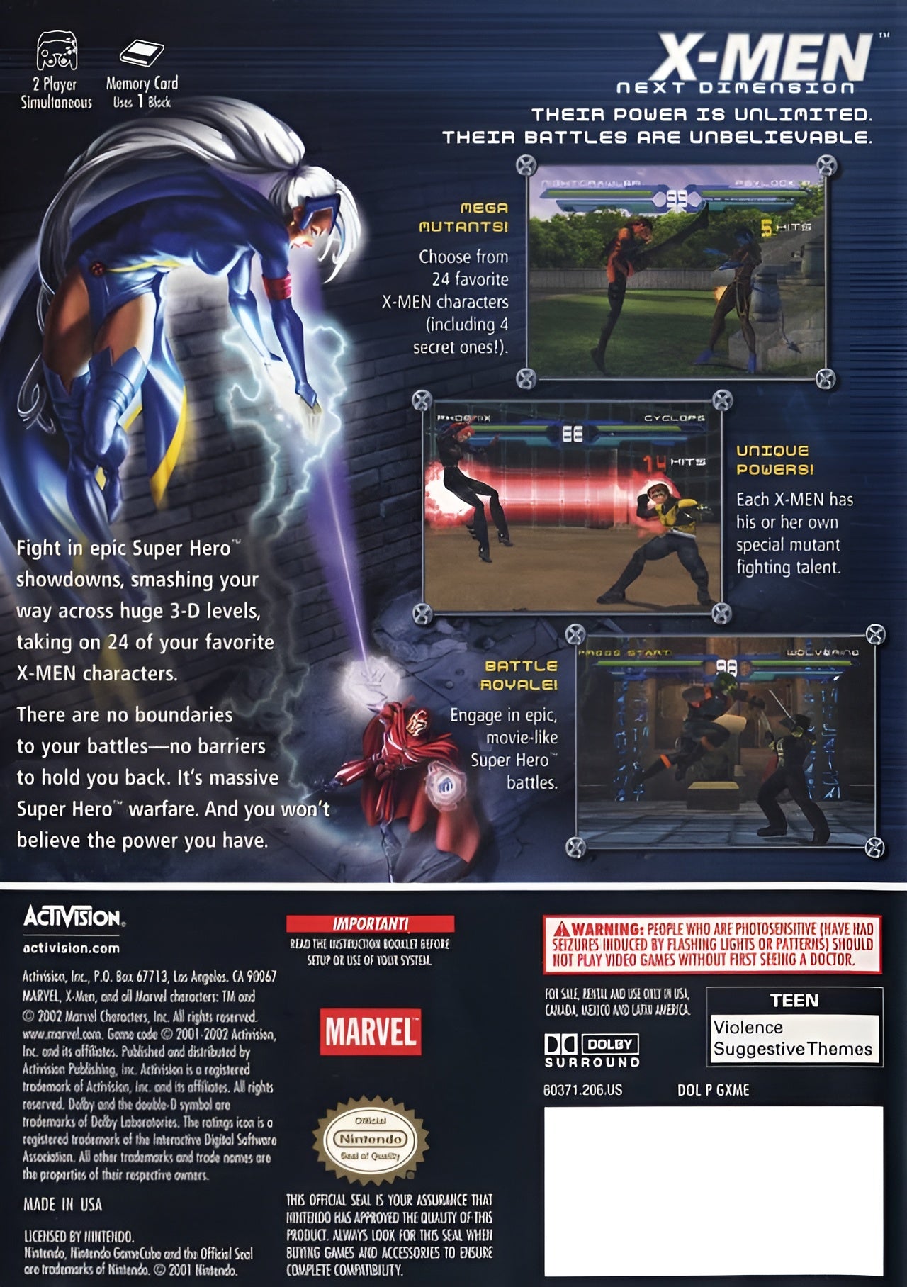 X-men Next Dimension GameCube - Video Game - Used - CaveGamers - Image 2