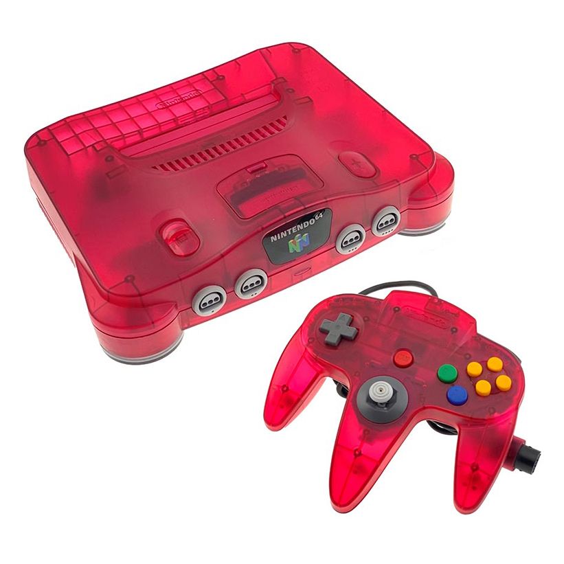 Nintendo 64 Console - Watermelon Red N64 - Video Game System - Used - CaveGamers