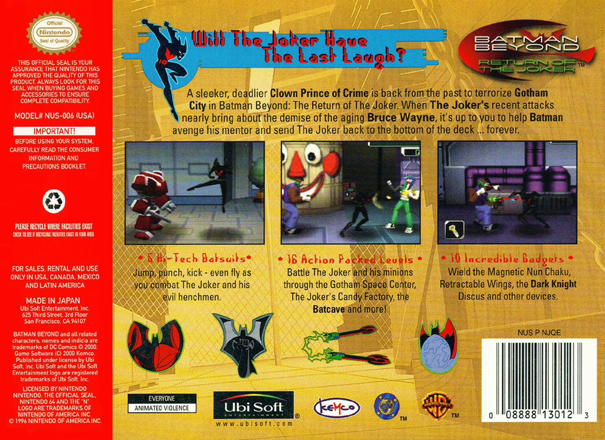 Batman Beyond N64 - Video Game - Used - CaveGamers - Image 2