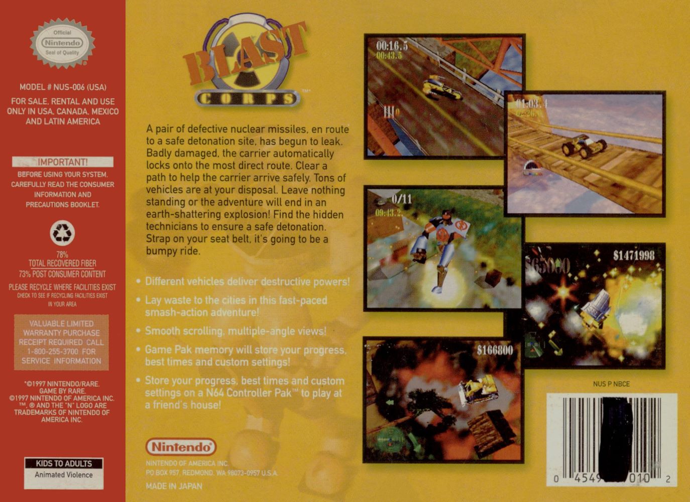 Blast Corps N64 - Video Game - Used - CaveGamers - Image 2