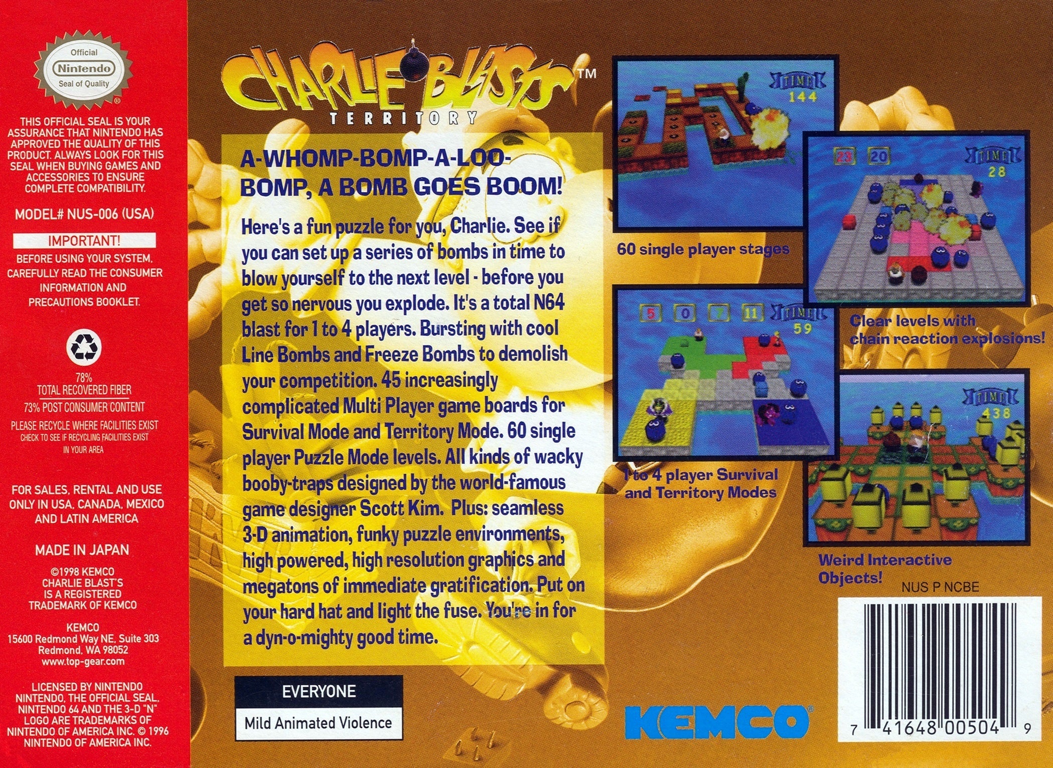 Charlie Blasts N64 - Video Game - Used - CaveGamers - Image 2