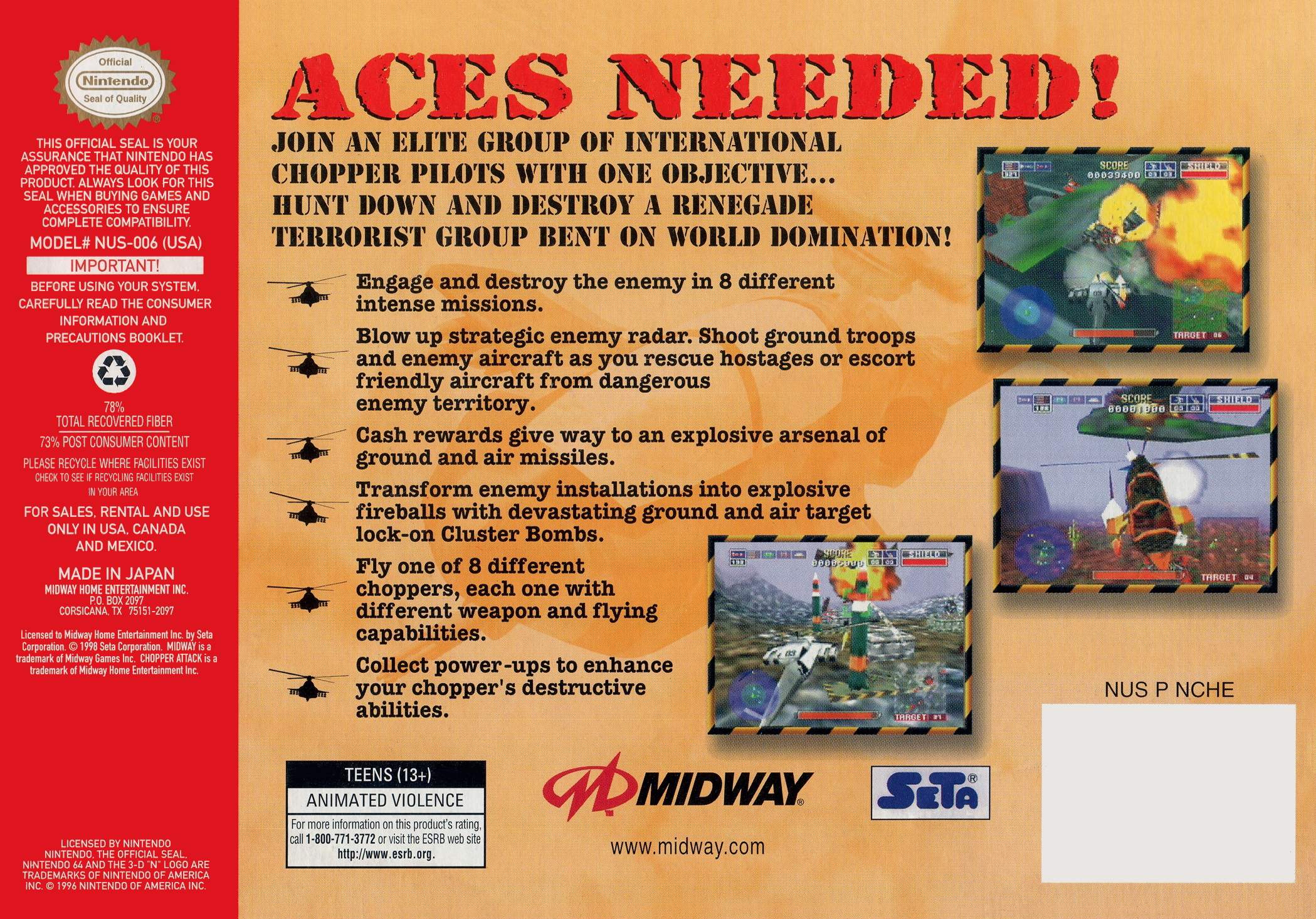 Chopper Attack N64 - Video Game - Used - CaveGamers - Image 2