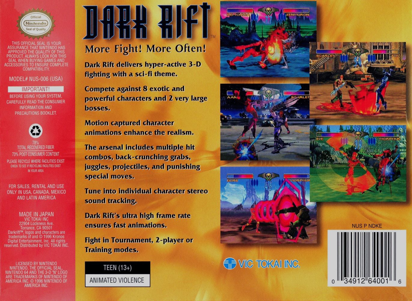 Dark Rift N64 - Video Game - Used - CaveGamers - Image 2
