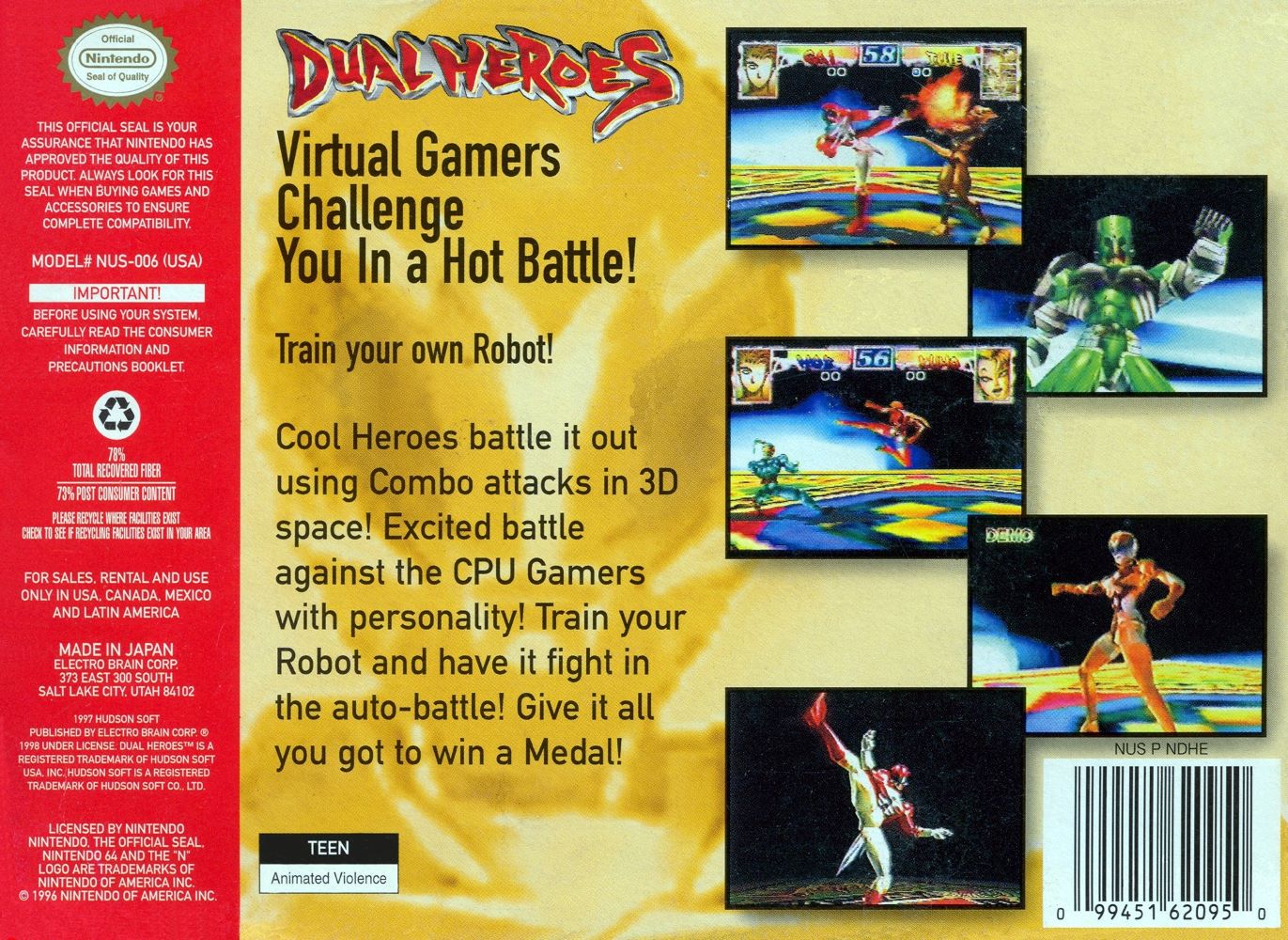 Dual Heroes N64 - Video Game - Used - CaveGamers - Image 2