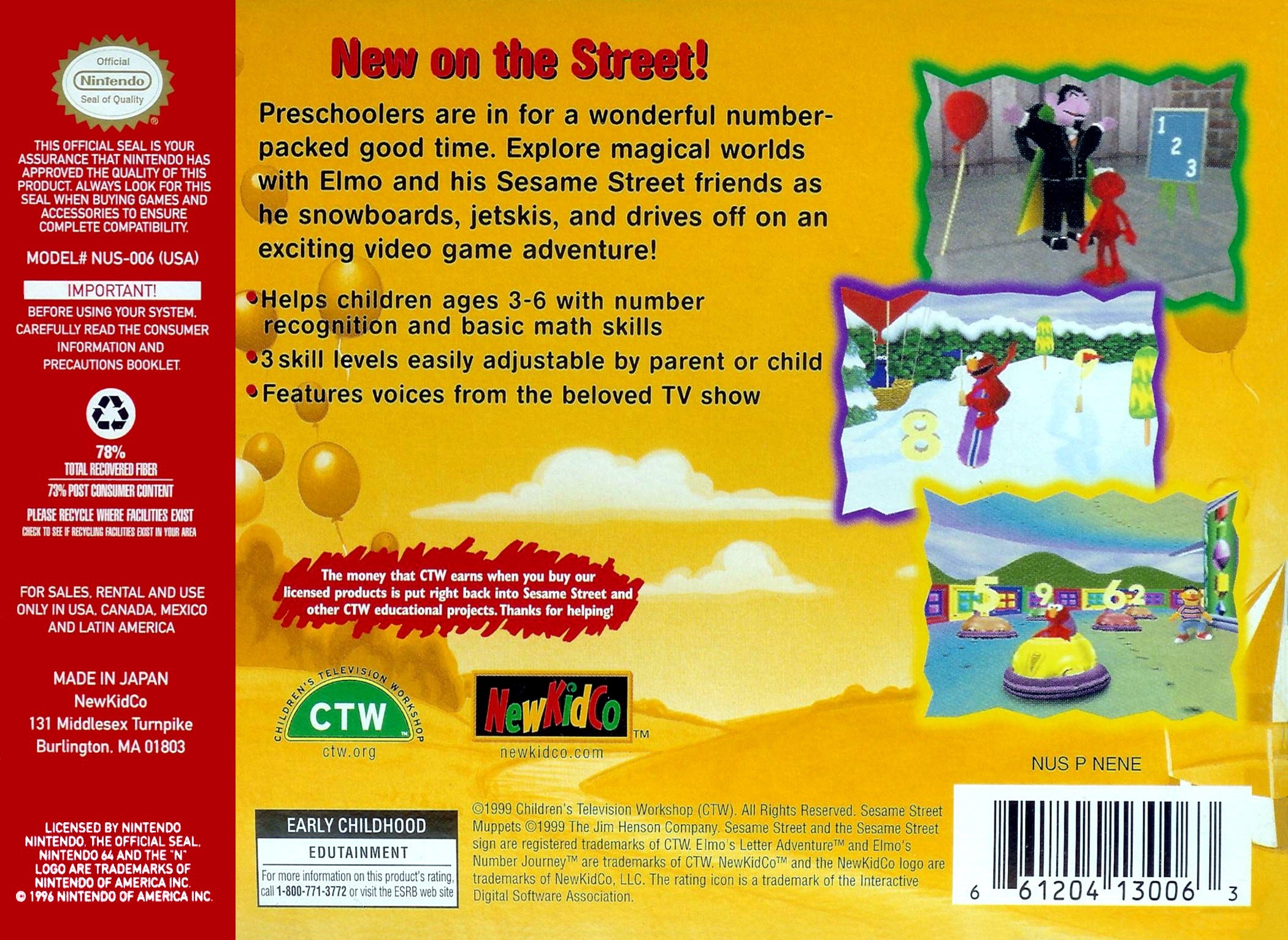 Elmo's Number Journey N64 - Video Game - Used - CaveGamers - Image 2