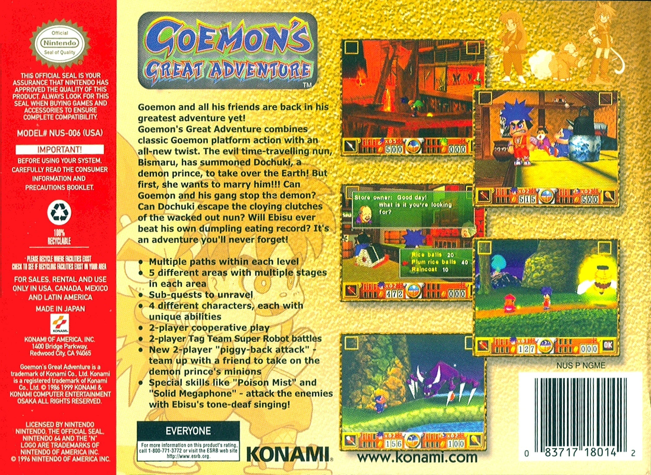 Goemon's Great Adventure N64 - Video Game - Used - CaveGamers - Image 2