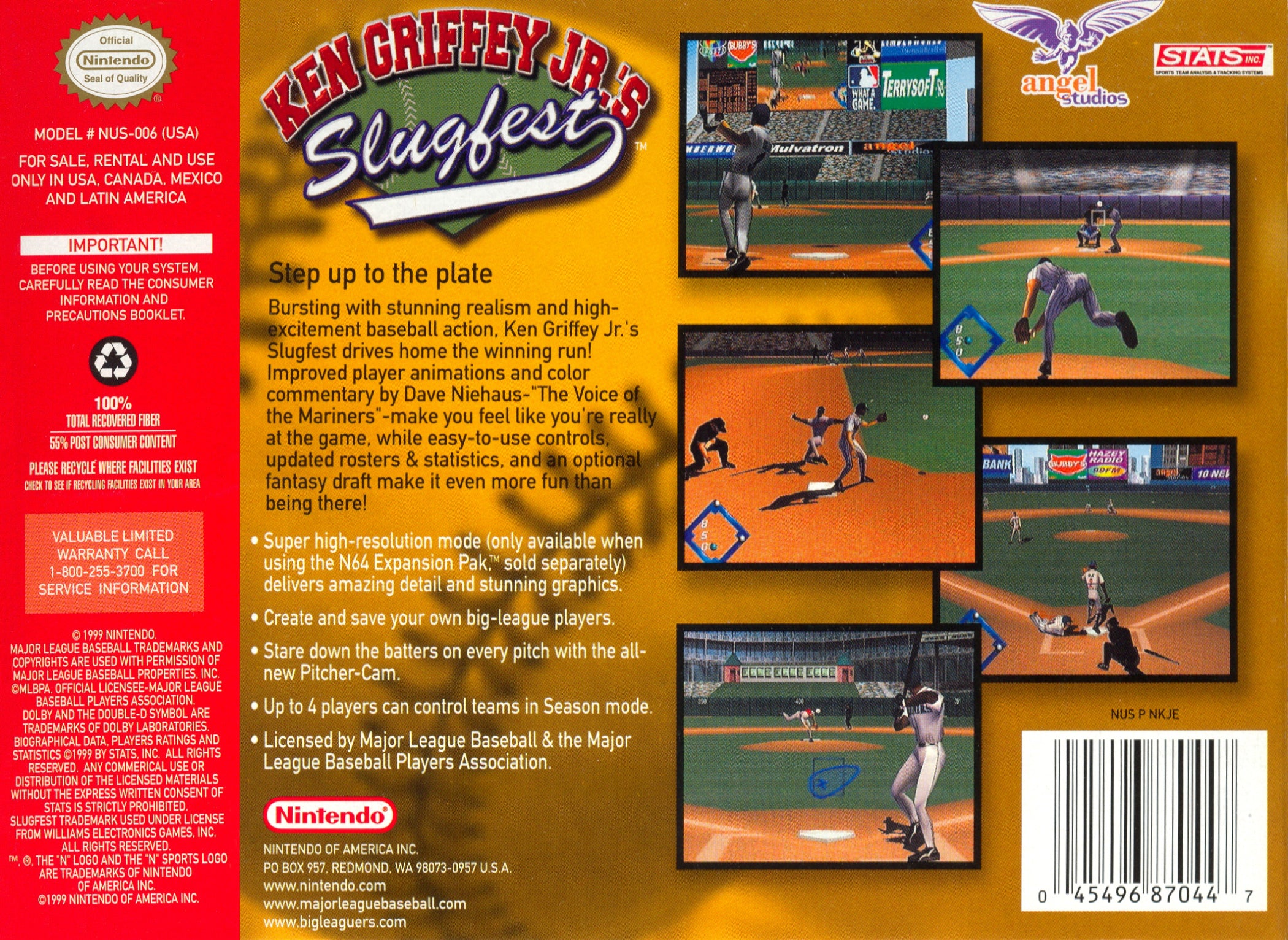 Ken Griffey Jr's Slugfest N64 - Video Game - Used - CaveGamers - Image 2