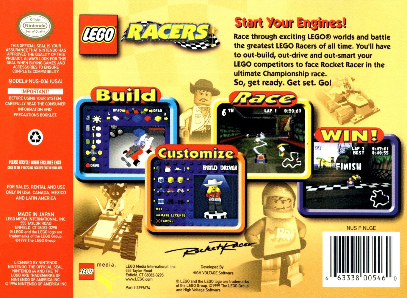 LEGO Racers N64 - Video Game - Used - CaveGamers - Image 2
