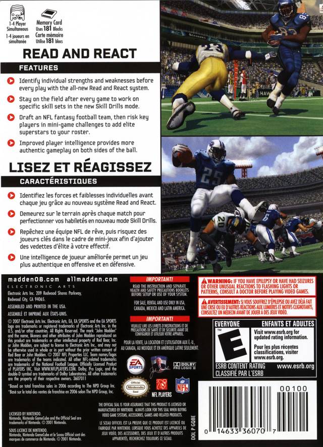 Madden 2008 GameCube - Video Game - Used - CaveGamers - Image 2