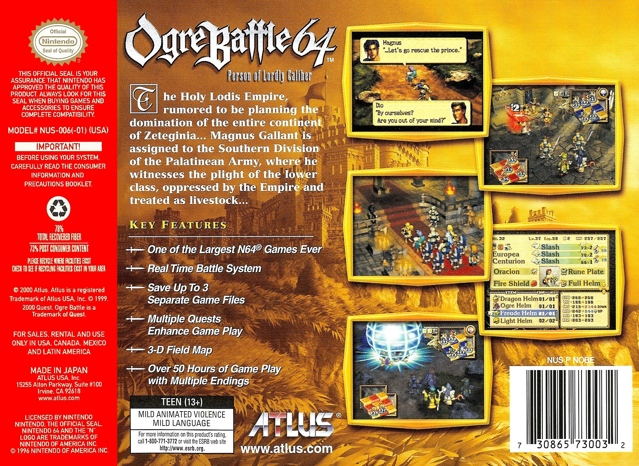 Ogre Battle 64: Person of Lordly Caliber N64 - Video Game - Used - CaveGamers - Image 2