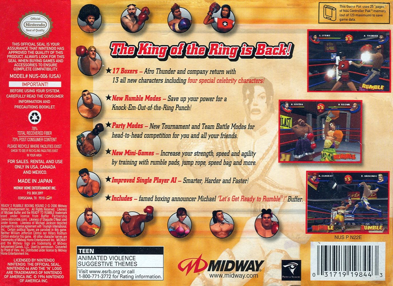 Ready 2 Rumble Boxing Round 2 N64 - Video Game - Used - CaveGamers - Image 2