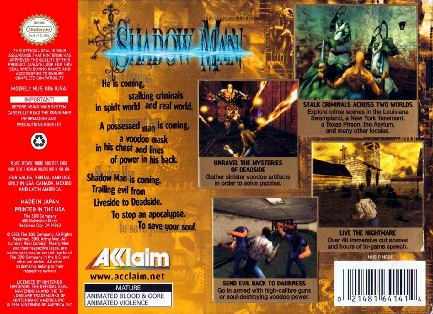 Shadow Man N64 - Video Game - Used - CaveGamers - Image 2
