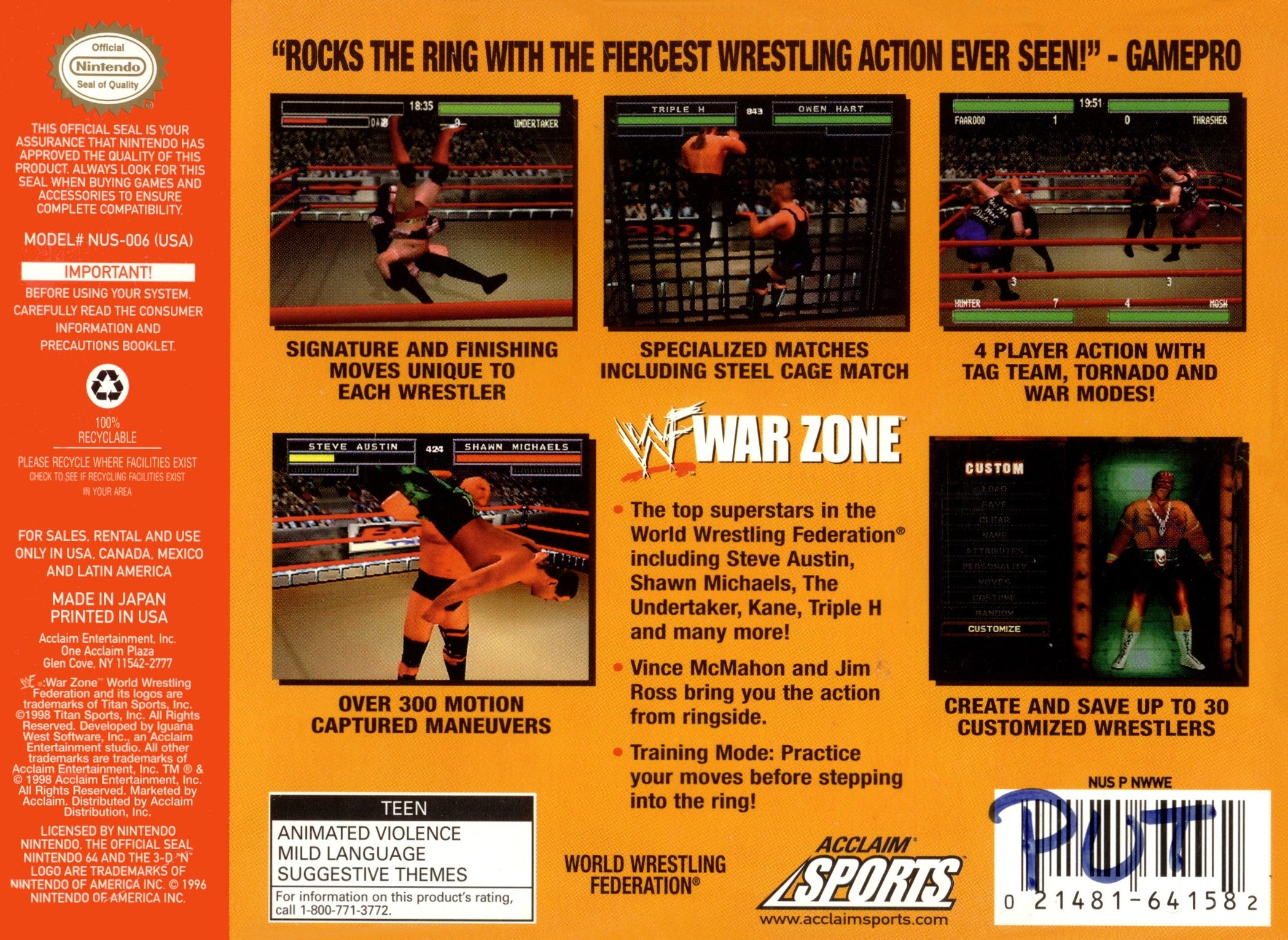 WWF Warzone N64 - Video Game - Used - CaveGamers - Image 2