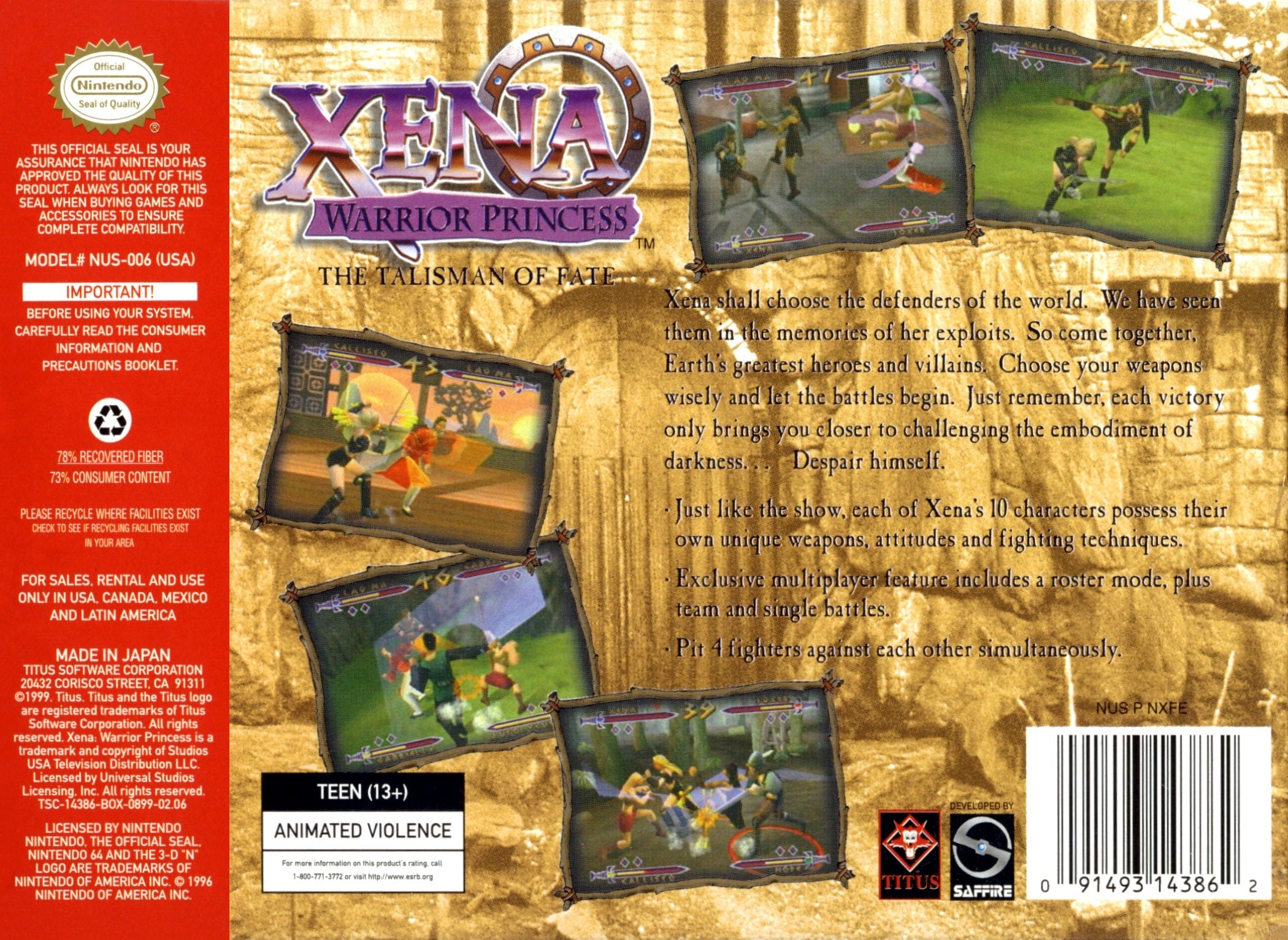 Xena Warrior Princess N64 - Video Game - Used - CaveGamers - Image 2