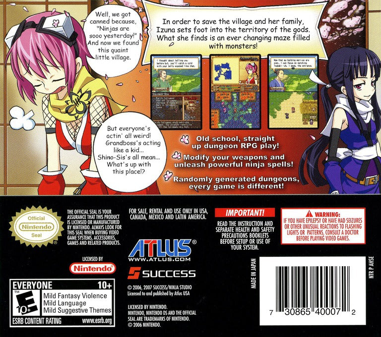 Izuna Legend of the Unemployed Ninja DS - Video Game - Used - CaveGamers - Image 2