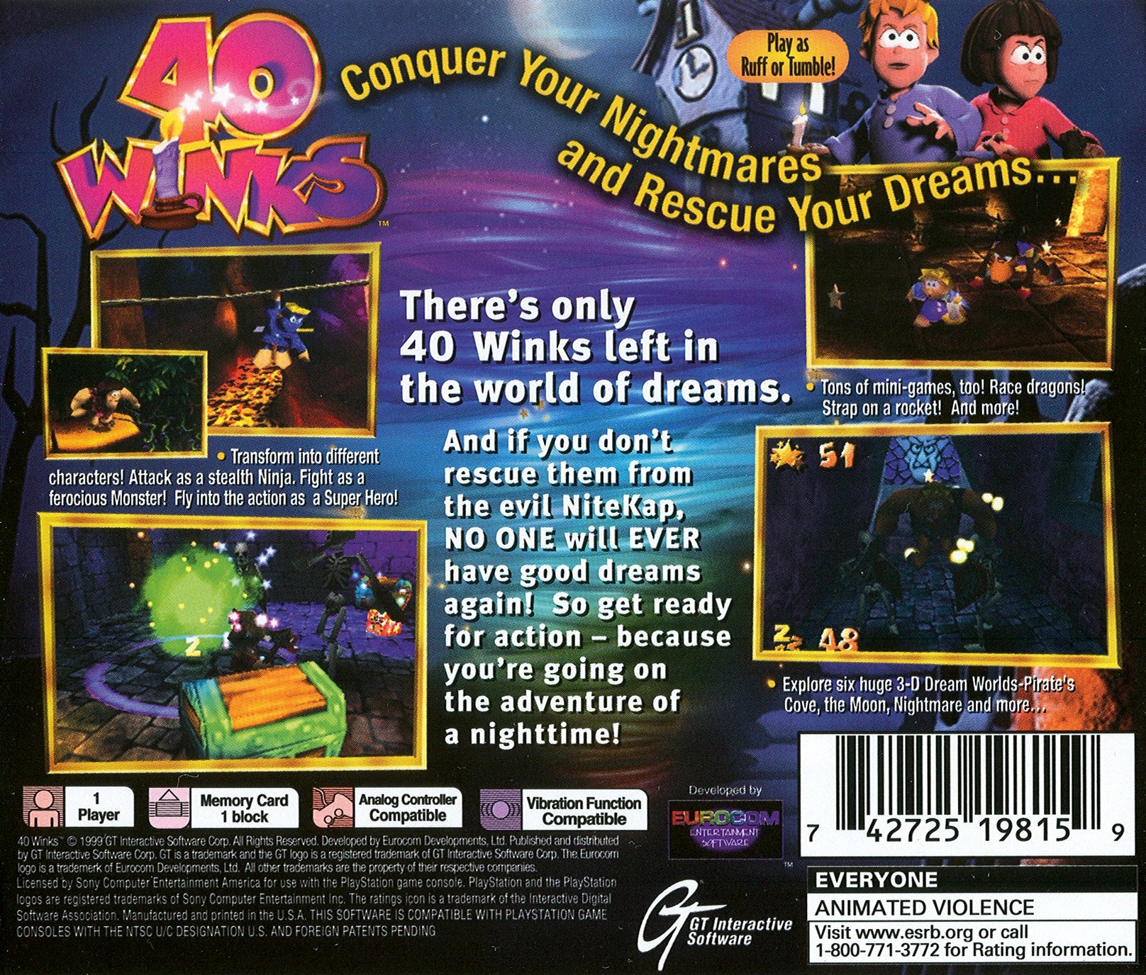 40 Winks Playstation - Video Game - Used - CaveGamers - Image 2