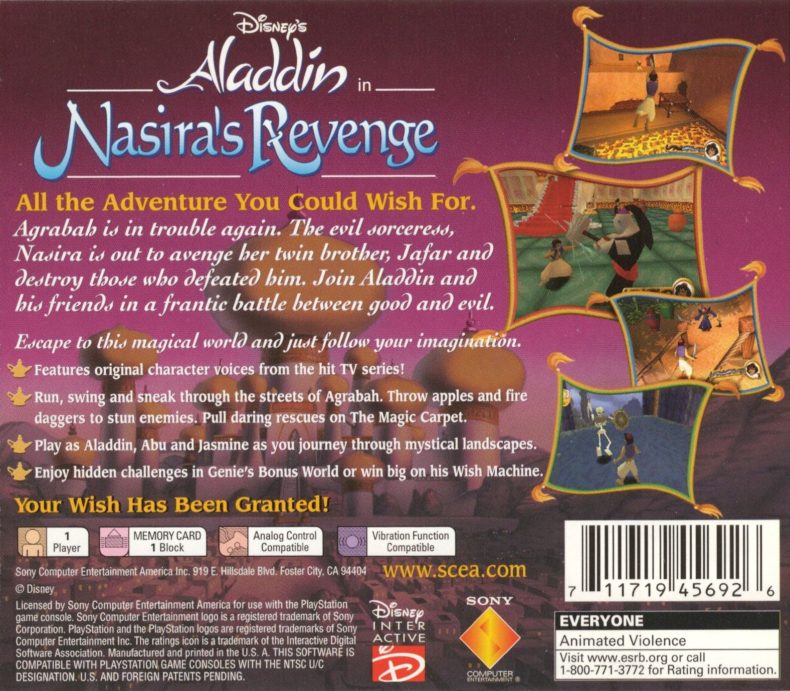 Aladdin in Nasiras Revenge Playstation - Video Game - Used - CaveGamers - Image 2