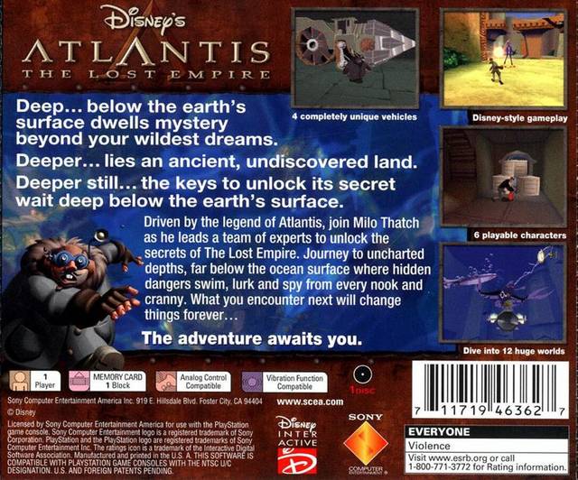 Atlantis The Lost Empire Playstation - Video Game - Used - CaveGamers - Image 2