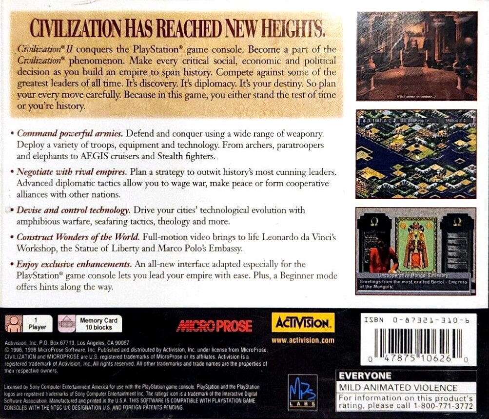 Civilization II Playstation - Video Game - Used - CaveGamers - Image 2