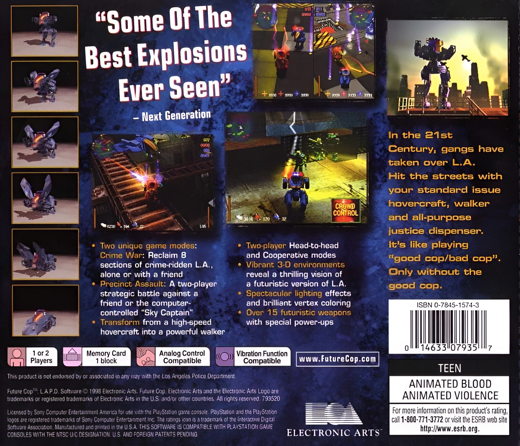 Future Cop LAPD Playstation - Video Game - Used - CaveGamers - Image 2