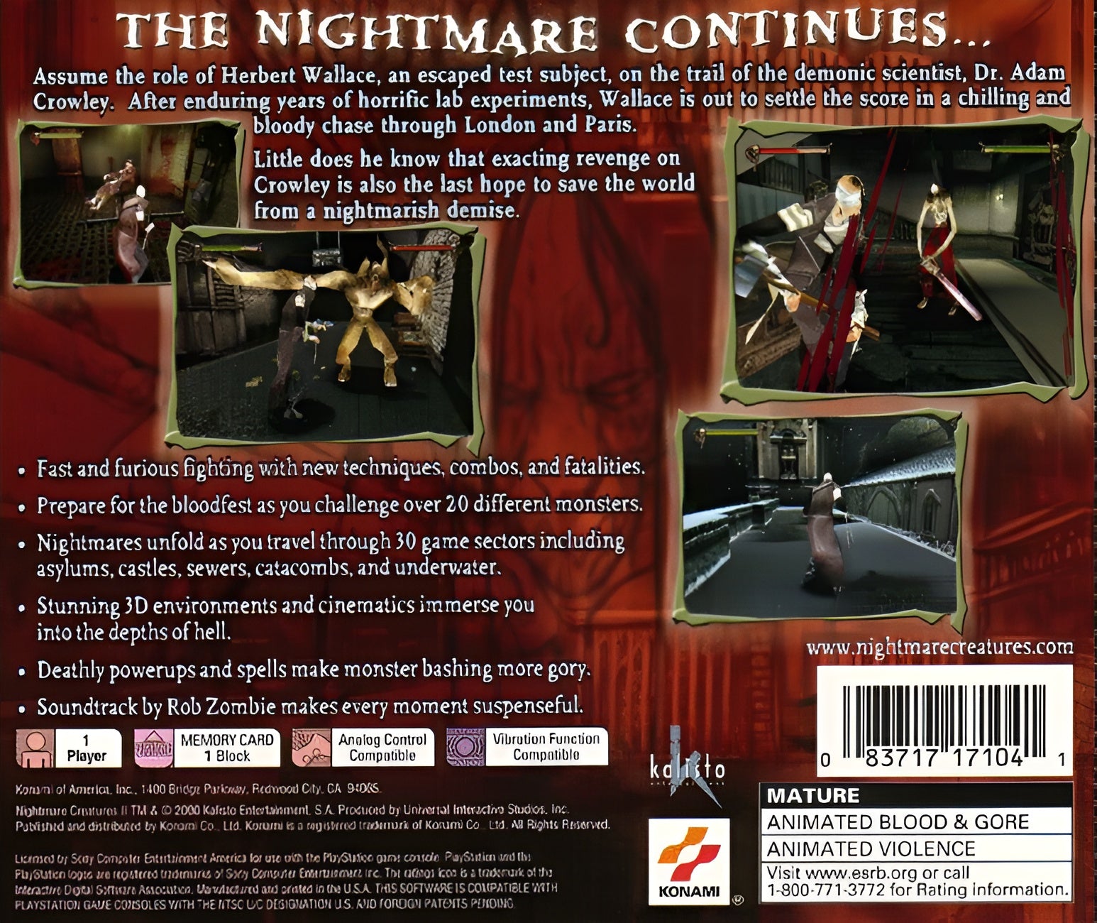 Nightmare Creatures II Playstation - Video Game - Used - CaveGamers - Image 2