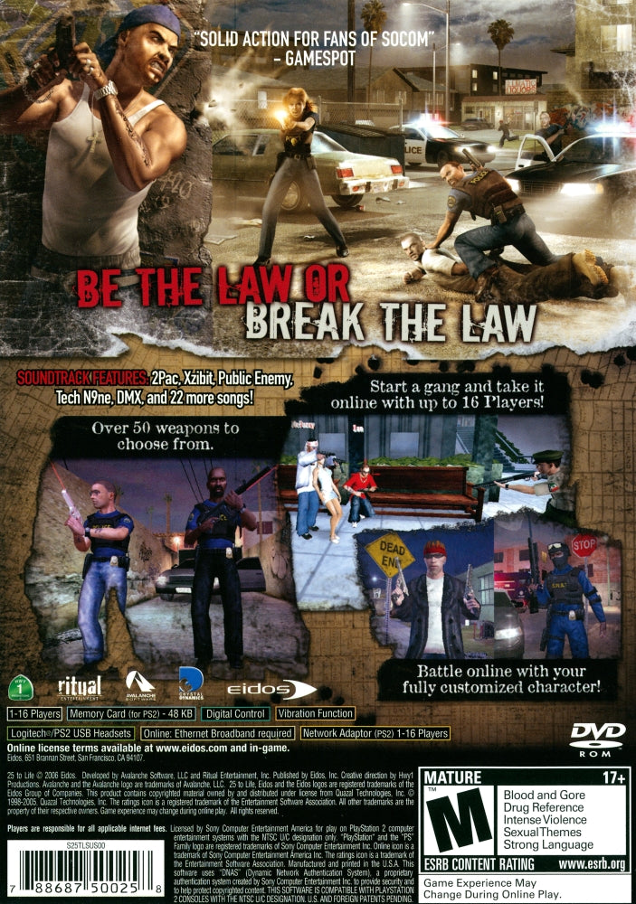 25 to Life PS2 - Video Game - Used - CaveGamers - Image 2