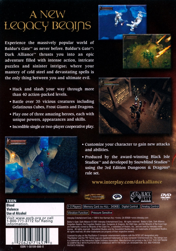 Baldur's Gate Dark Alliance PS2 - Video Game - Used - CaveGamers - Image 2