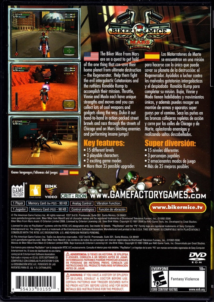 Biker Mice From Mars PS2 - Video Game - Used - CaveGamers - Image 2