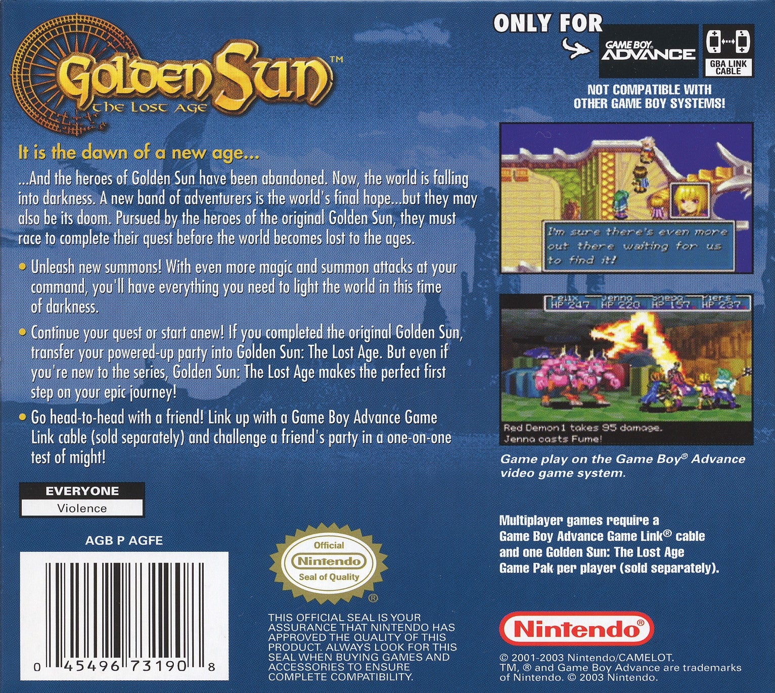 Golden Sun: The Lost Age Game Boy Advance - Video Game - Used - CaveGamers - Image 2