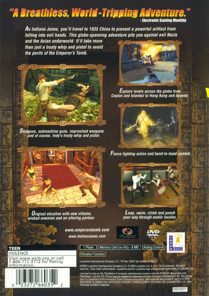 Indiana Jones and the Emperor's Tomb PS2 - Video Game - Used - CaveGamers - Image 2