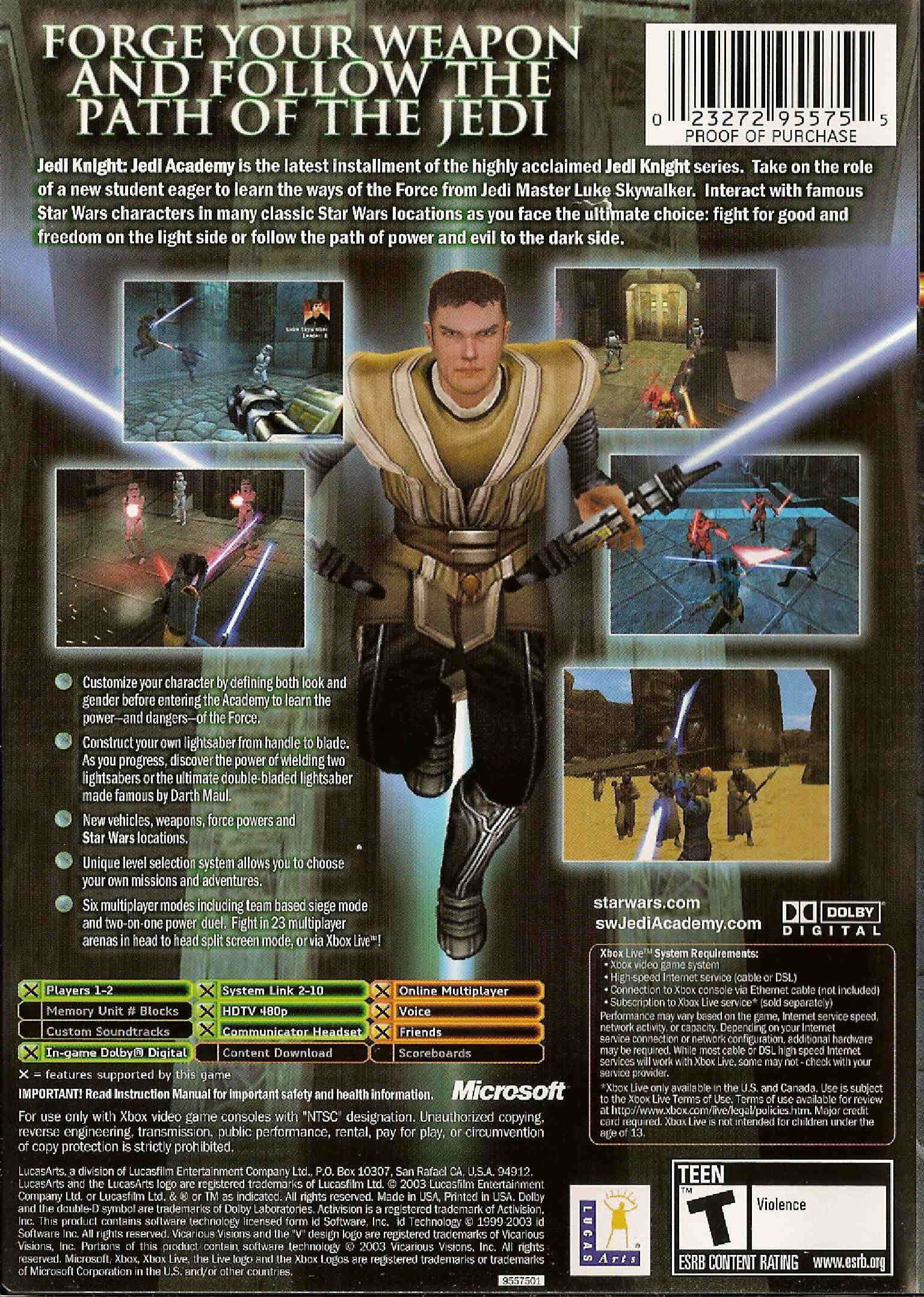 Star Wars Jedi Knight: Jedi Academy Xbox - Video Game - Used - CaveGamers - Image 2