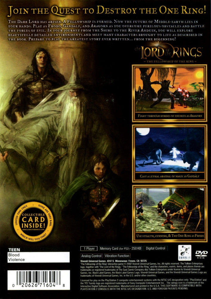 The Lord of the Rings: Fellowship of the Ring PS2 - Video Game - Used - CaveGamers - Image 2