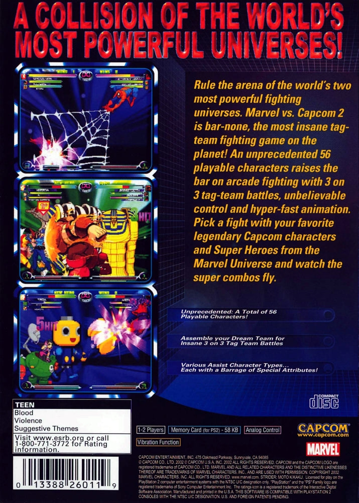 Marvel vs Capcom 2 PS2 - Video Game - Used - CaveGamers - Image 2