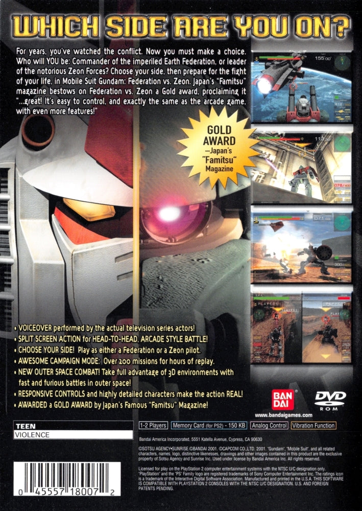 Mobile Suit Gundam Federation vs Zeon PS2 - Video Game - Used - CaveGamers - Image 2