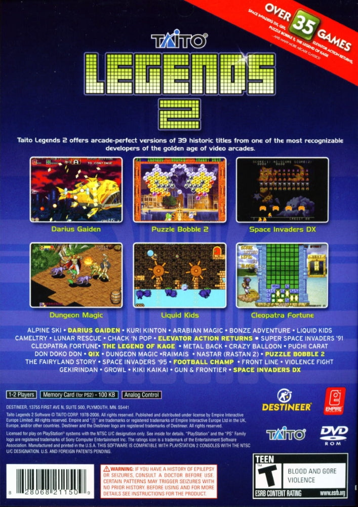 Taito Legends 2 PS2 - Video Game - Used - CaveGamers - Image 2