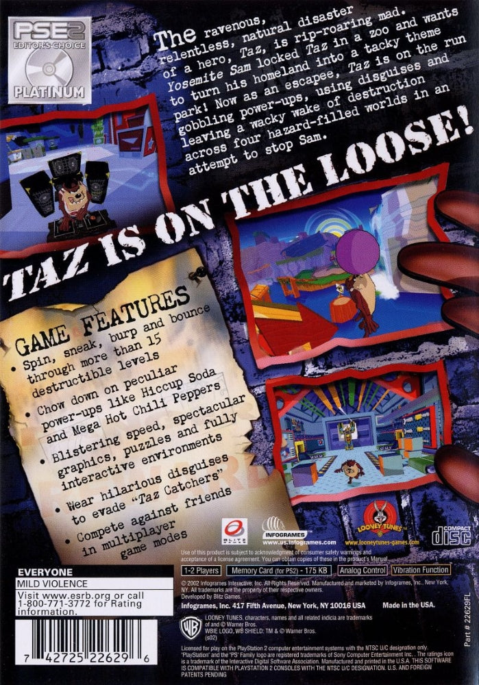 Taz Wanted PS2 - Video Game - Used - CaveGamers - Image 2
