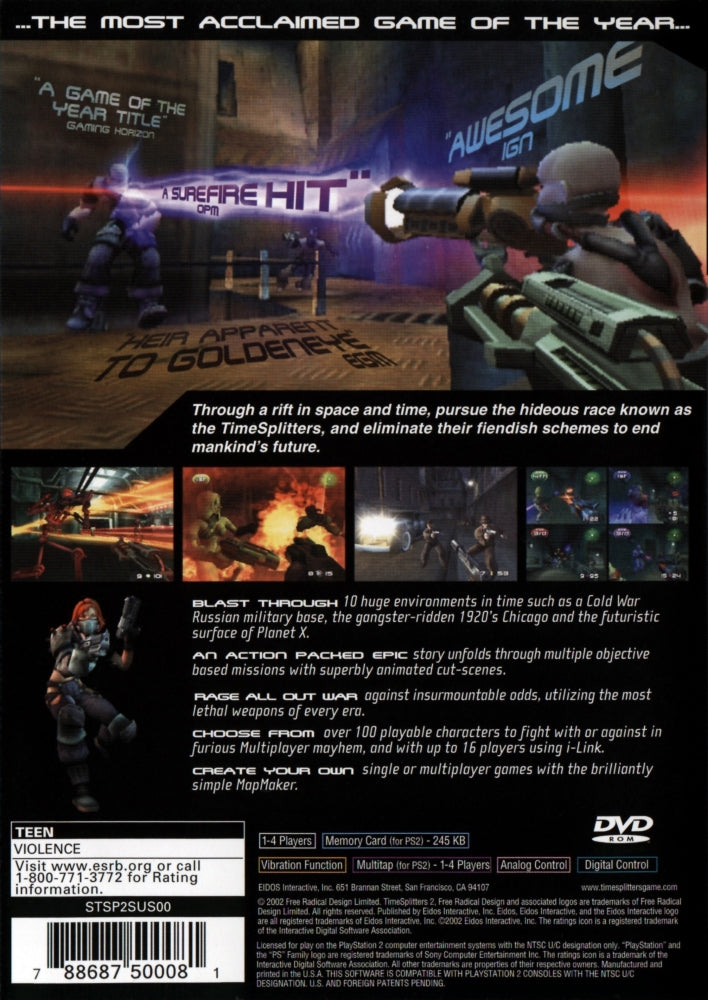 Time Splitters 2 PS2 - Video Game - Used - CaveGamers - Image 2