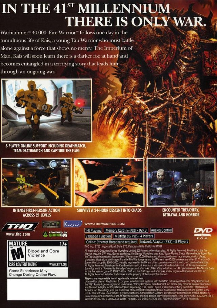 Warhammer 40000 Fire Warrior PS2 - Video Game - Used - CaveGamers - Image 2