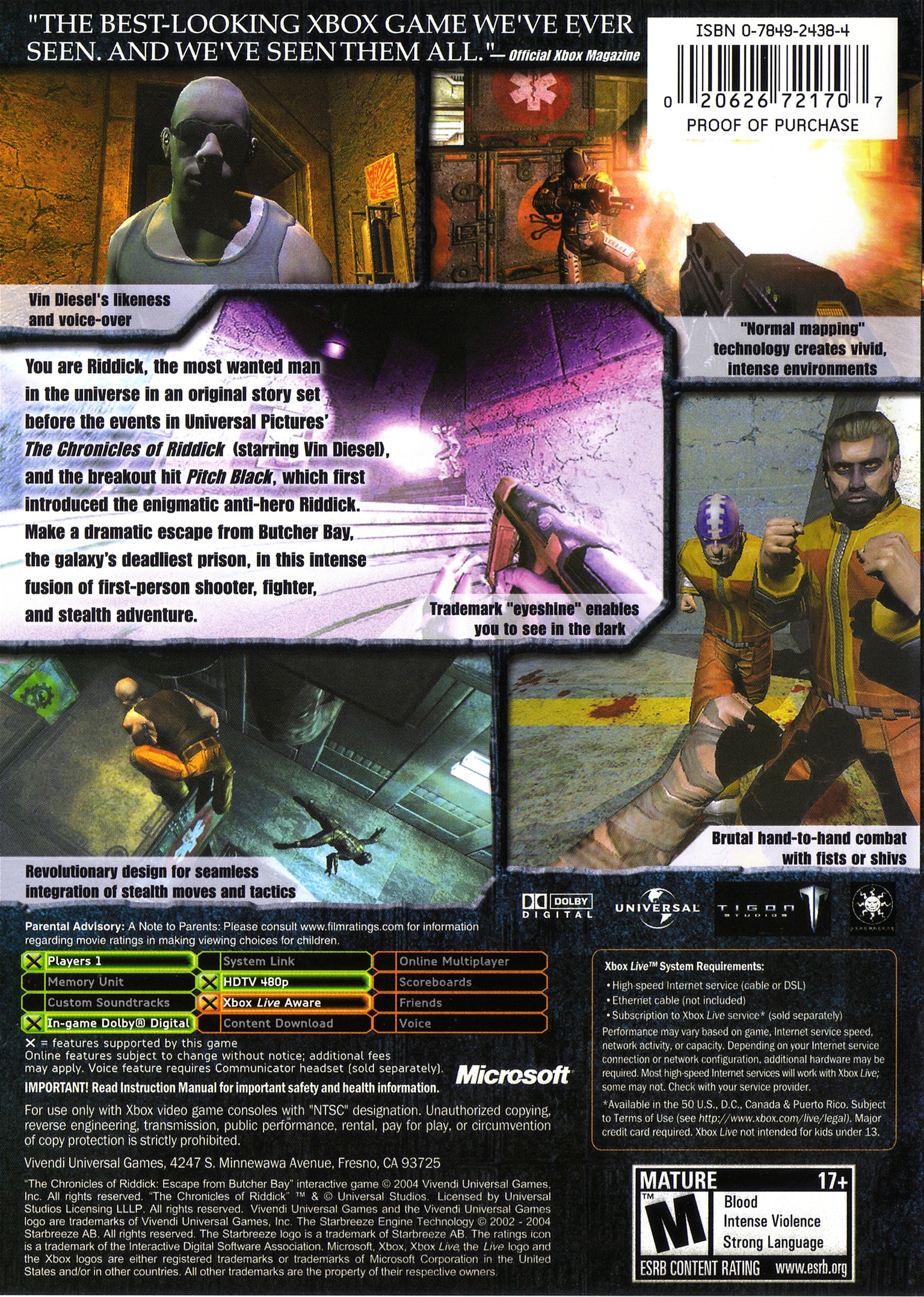 Chronicles of Riddick: Escape from Butcher Bay Xbox - Video Game - Used - CaveGamers - Image 2