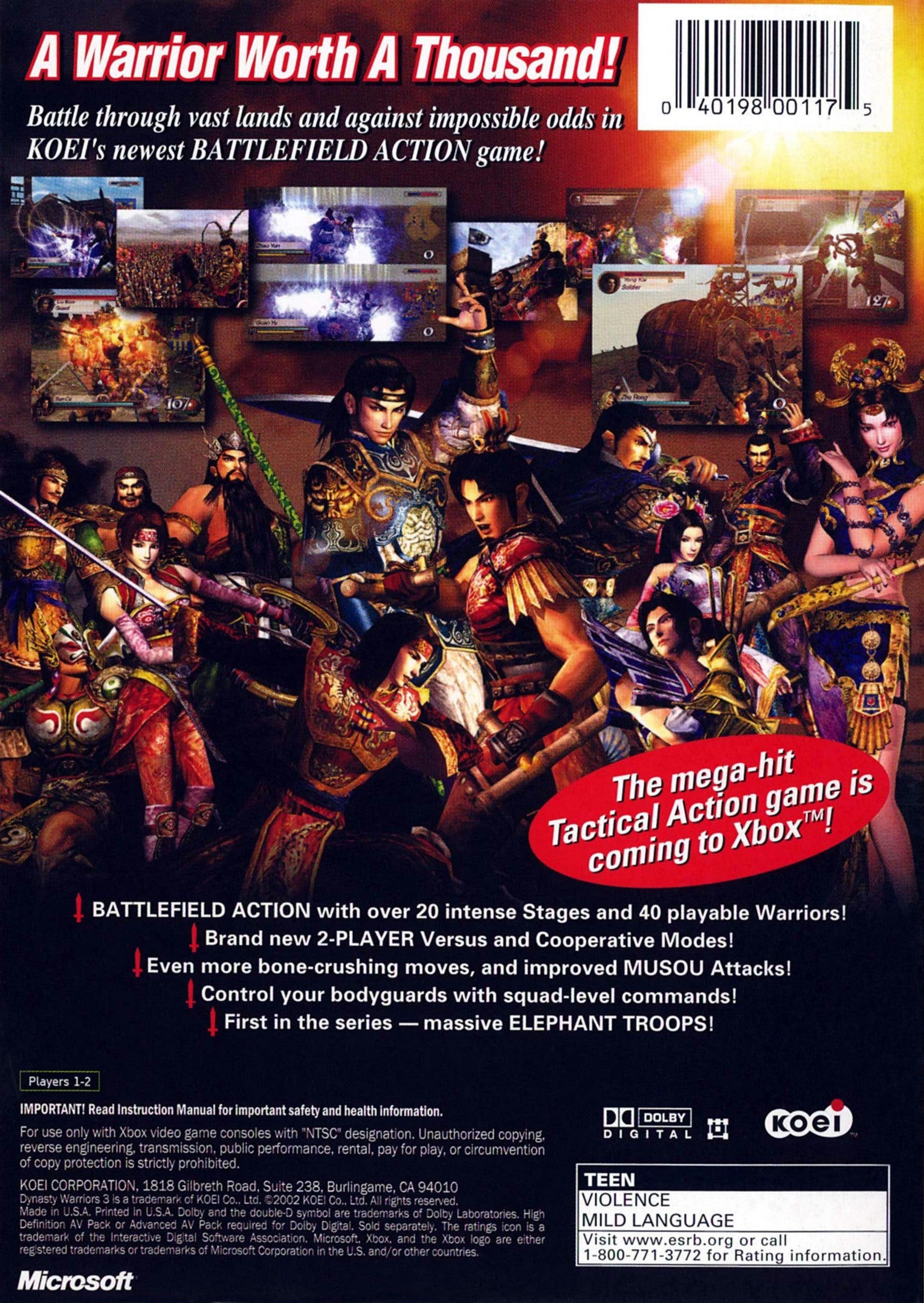 Dynasty Warriors 3 Xbox - Video Game - Used - CaveGamers - Image 2