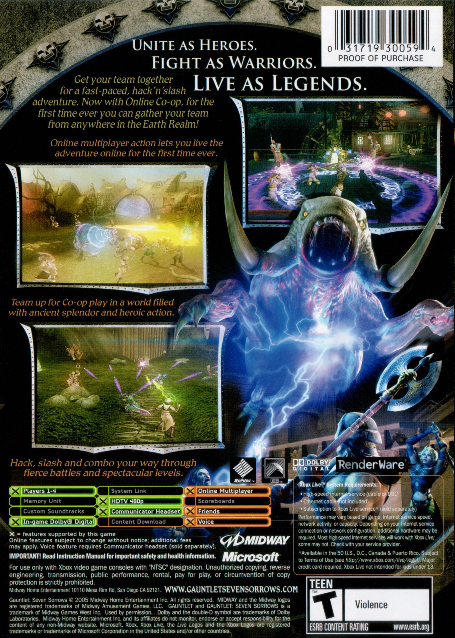 Gauntlet Seven Sorrows Xbox - Video Game - Used - CaveGamers - Image 2