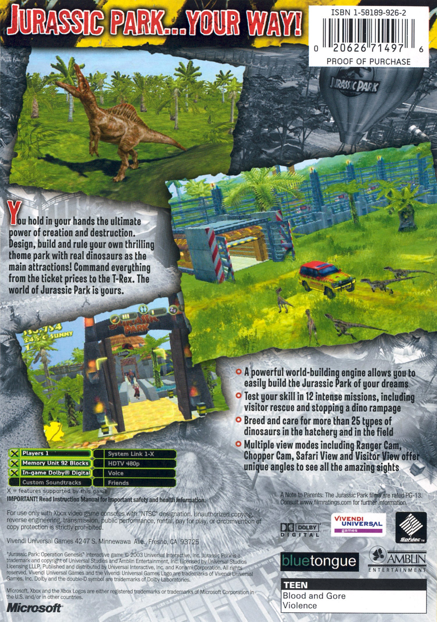 Jurassic Park Operation Genesis Xbox - Video Game - Used - CaveGamers - Image 2