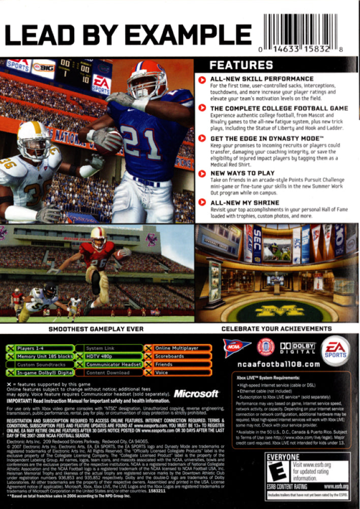 NCAA Football 08 Xbox - Video Game - Used - CaveGamers - Image 2