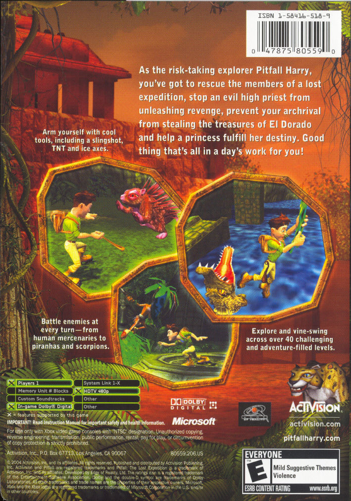 Pitfall The Lost Expedition Xbox - Video Game - Used - CaveGamers - Image 2