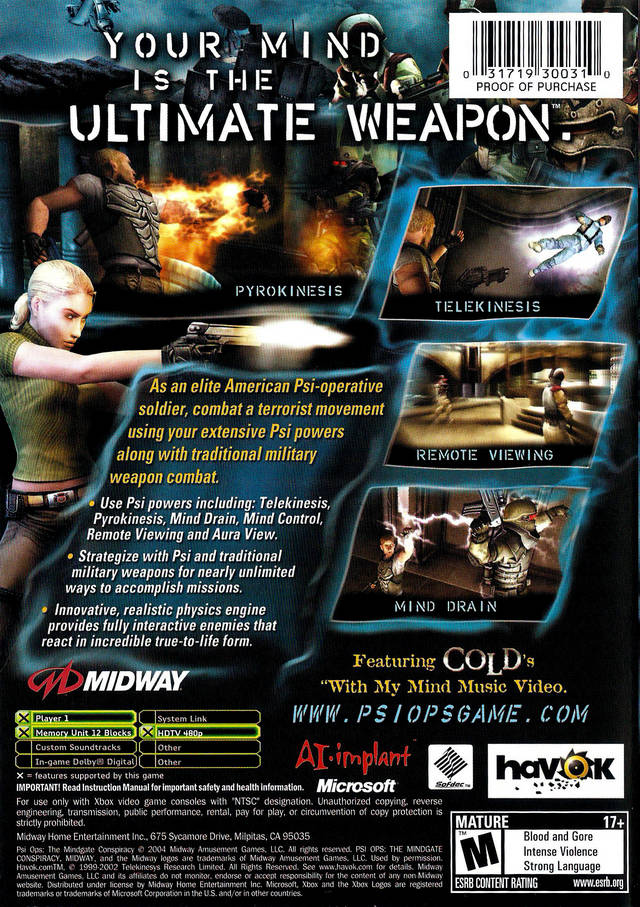 Psi-Ops Mindgate Conspiracy Xbox - Video Game - Used - CaveGamers - Image 2