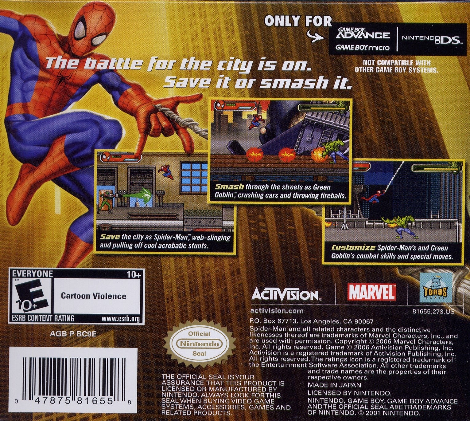 Spider-Man Battle for New York Game Boy Advance - Video Game - Used - CaveGamers - Image 2