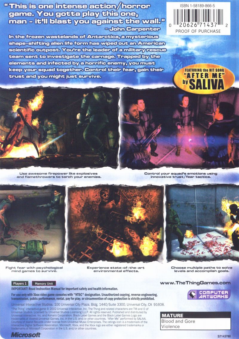 The Thing Xbox - Video Game - Used - CaveGamers - Image 2