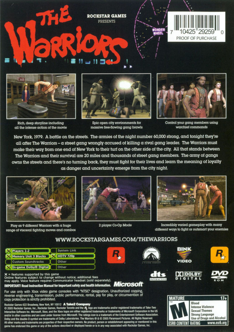 The Warriors Xbox - Video Game - Used - CaveGamers - Image 2