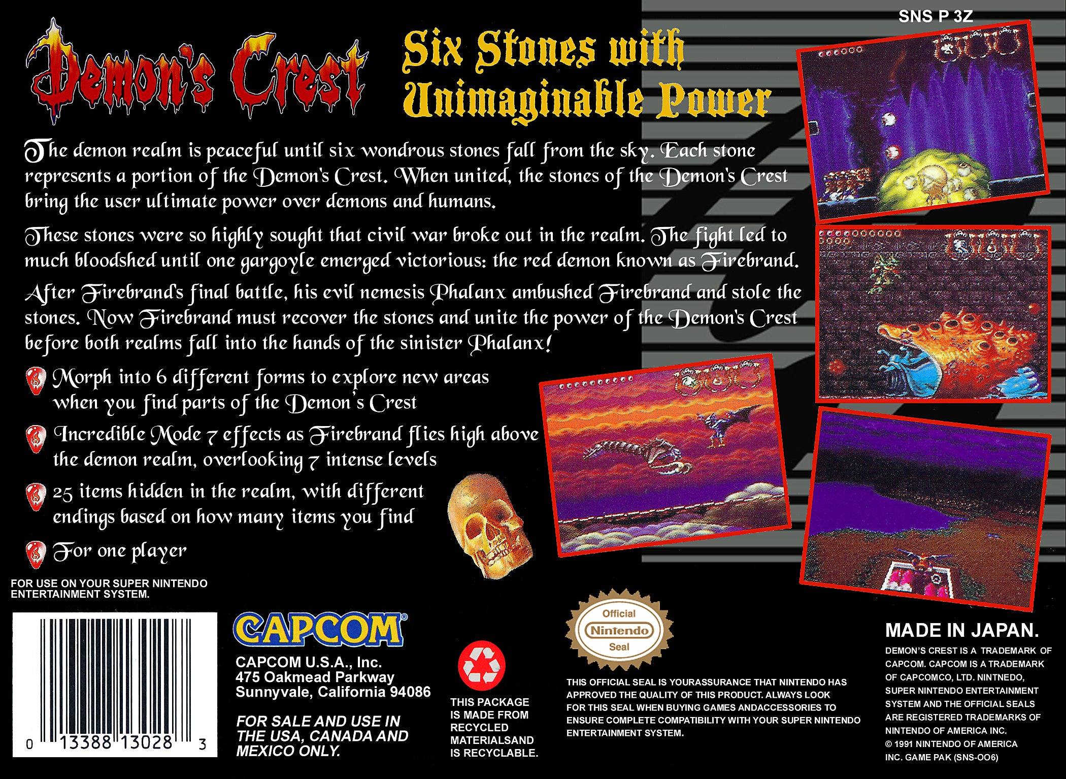 Demon's Crest SNES - Video Game - Used - CaveGamers - Image 2