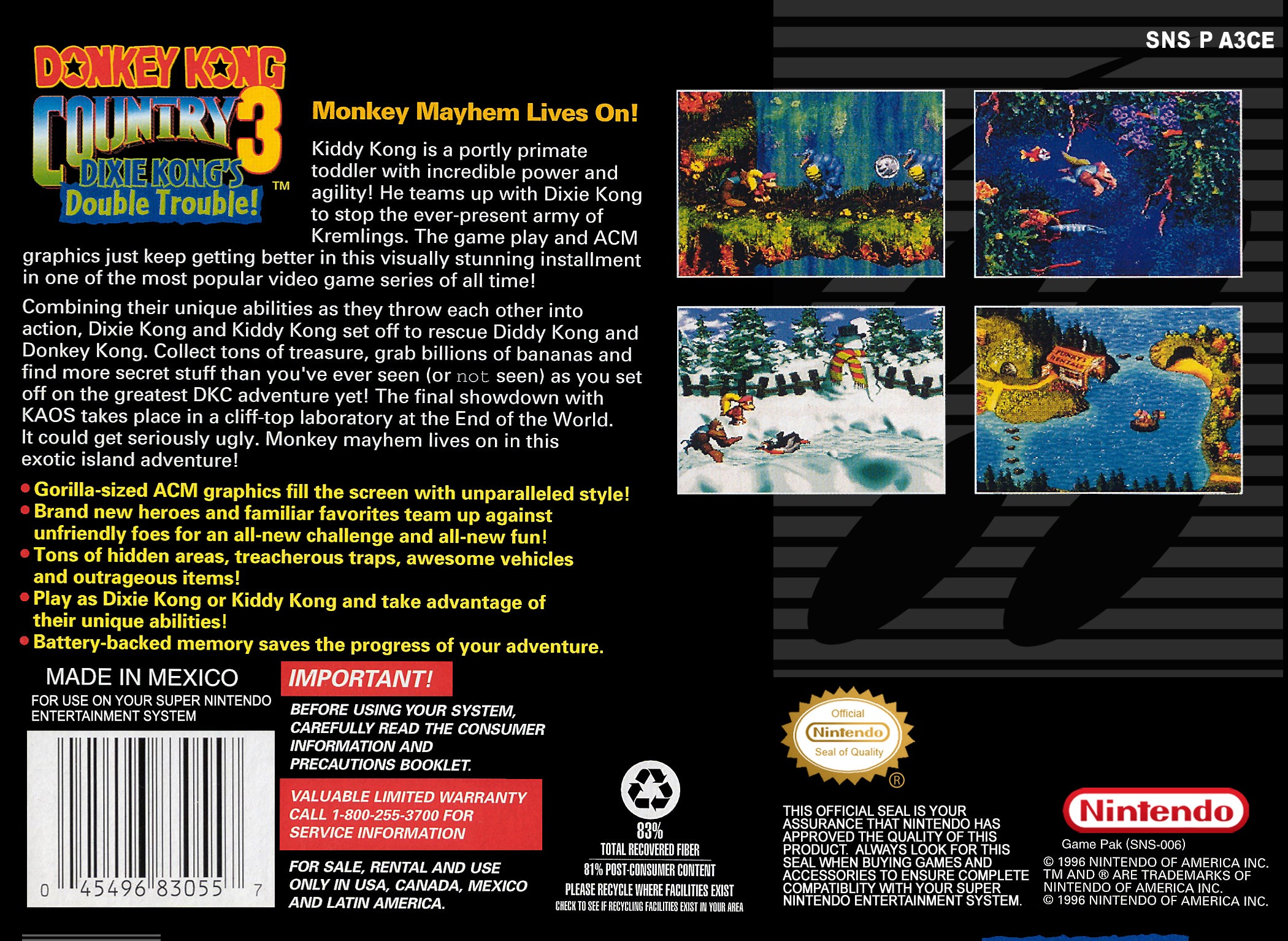 Donkey Kong Country 3 SNES - Video Game - Used - CaveGamers - Image 2